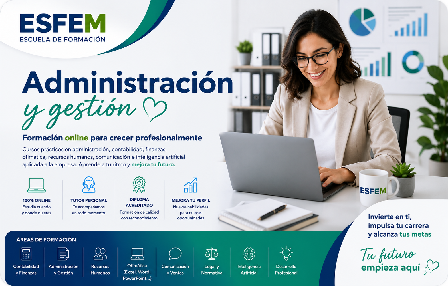 Cursos online de administración, gestión, contabilidad, finanzas, Excel e inteligencia artificial en ESFEM